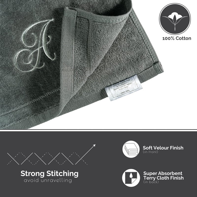 Creative Scents Personalized Initial Fingertip Towels - 2 Pack 11 x 18 Inches - Silver Embroidery On Gray Towel  Modern Monogrammed Towels  Great Initial Gift for Women  Teachers  Friends  Bridesmaids Initial M - Image 4